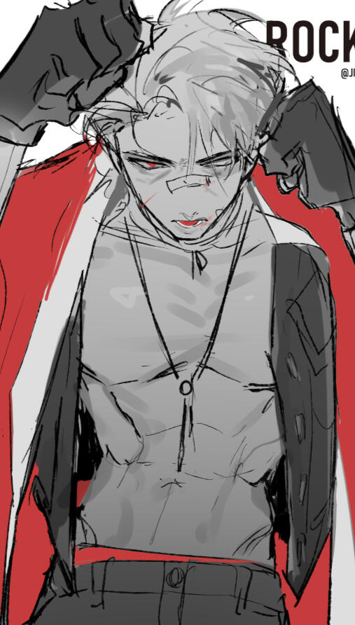 black and white halfbody